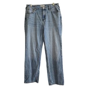 Cleo + Wolf High Rise Straight Jeans 29 Lighter Wash Cotton Rigid Denim